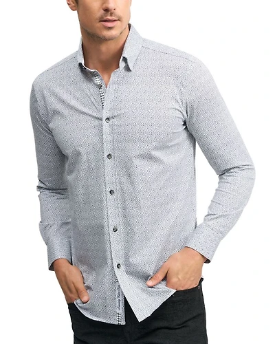 Dorsey Cotton Stretch Printed Tailored Fit Button Down Shirt