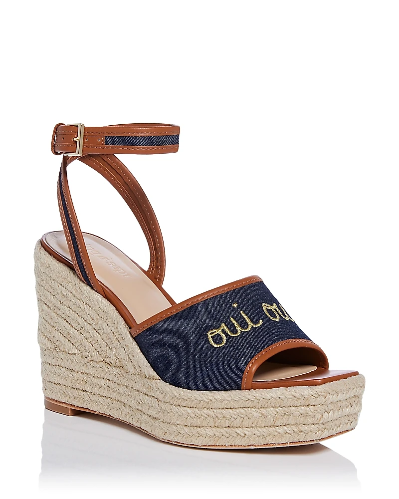Cinq a Sept Women's Jesse Canvas Espadrille Wedge Sandals