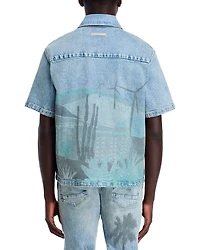 Spring Break Short Sleeve Button Front Denim Shirt