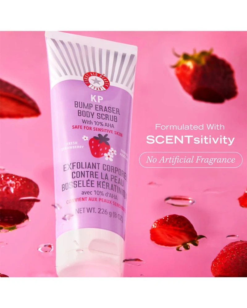 KP Bump Eraser Body Scrub with 10% AHA Exfoliant for Keratosis Pilaris - Strawberry