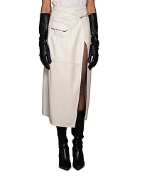 Nonchalant Label Leather Wrap Midi Skirt
