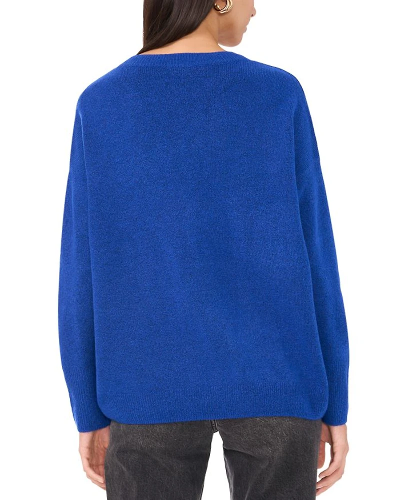 Drop Shoulder Henley Neck Sweater