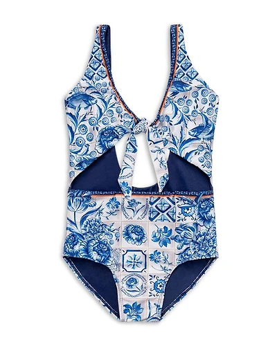 Girls' Iliana Azure Tie 1 Piece Swimsuit - Little Kid, Big Kid