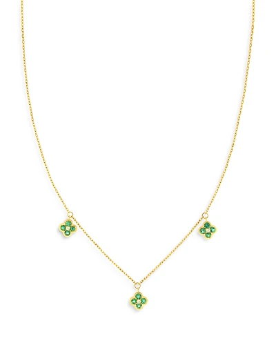 Bloomingdale's Fine Collection Emerald & Diamond Bezel Clover Station Necklace