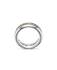 Men's Cable Inset Band Ring Sterling Silver with 18K Yellow Gold, 8mm