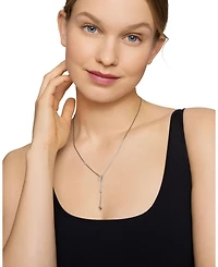 Cable Collectibles Heart Y Necklace in Sterling Silver with Pavé Diamonds, 21"
