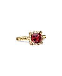 Petite Châtelaine® Pavé Bezel Ring 18K Yellow Gold with Pink Tourmaline