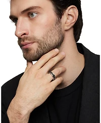 Men's Streamline® Two Row Band Ring Sterling Silver with Black Diamonds, 6.5mm