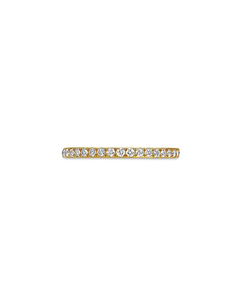 David Yurman 18K Yellow Gold Dy Eden Partway Eternity Band Ring with Pave Diamonds