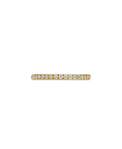 David Yurman 18K Yellow Gold Dy Eden Partway Eternity Band Ring with Pave Diamonds