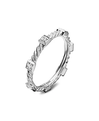 18K White Gold Cable Collectibles Diamond Stack Rings