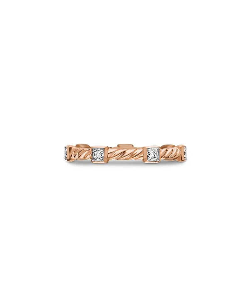 Cable Collectibles Stack Ring 18K Rose Gold with Diamonds