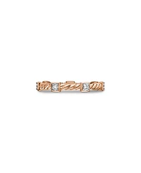 Cable Collectibles Stack Ring 18K Rose Gold with Diamonds