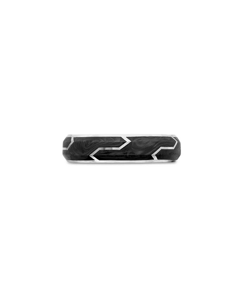 Men's 18K White Gold Forged Carbon 6mm Band