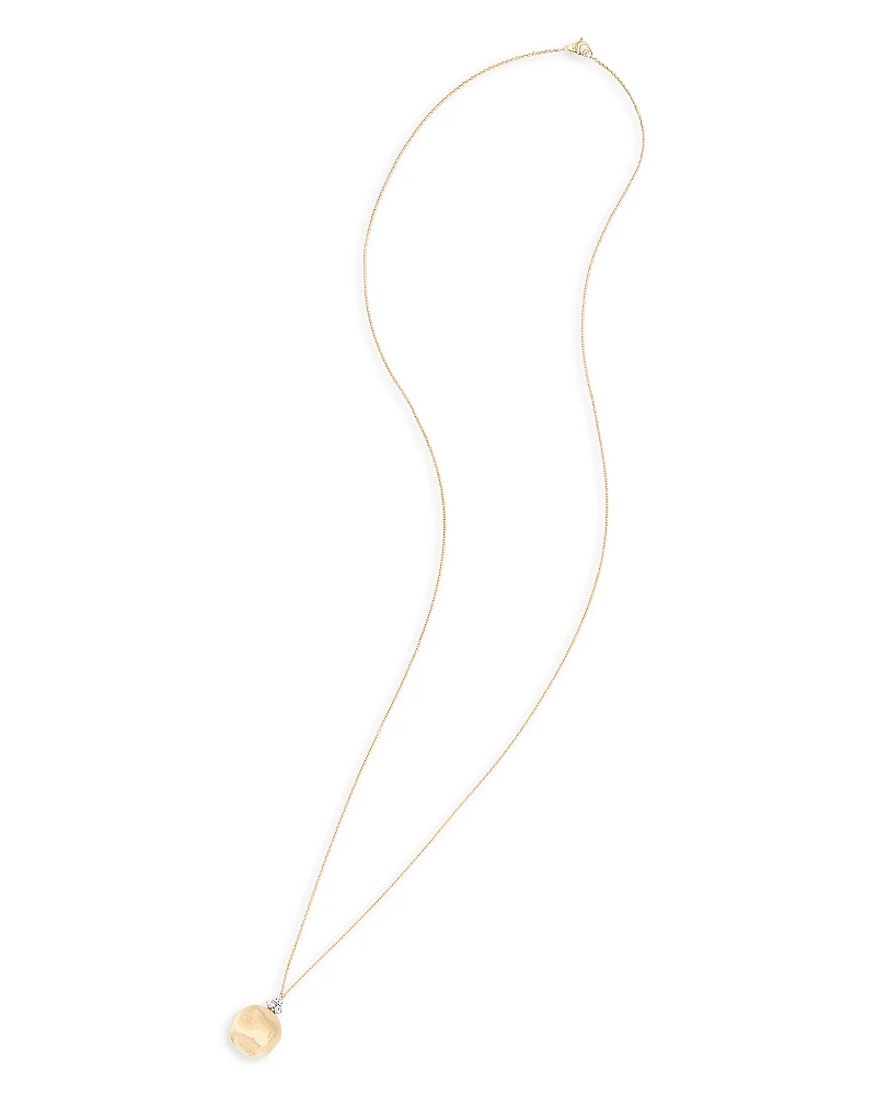 Marco Bicego 18K White & Yellow Gold Africa Diamond Textured Bead Pendant Necklace, 31.5