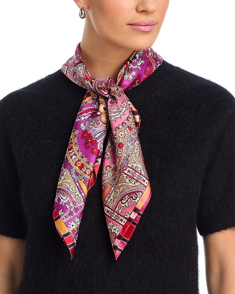 Echo Color Block Paisley Square Silk Scarf