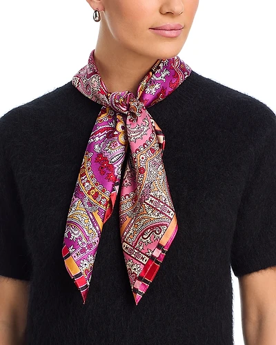 Echo Color Block Paisley Square Silk Scarf