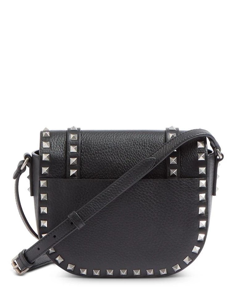 Rockstud Textured Leather Messenger Bag