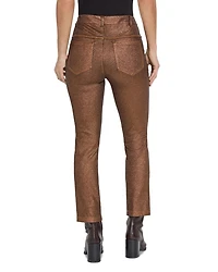 Metallic Coated High Rise Ankle Straight Jeans Copper