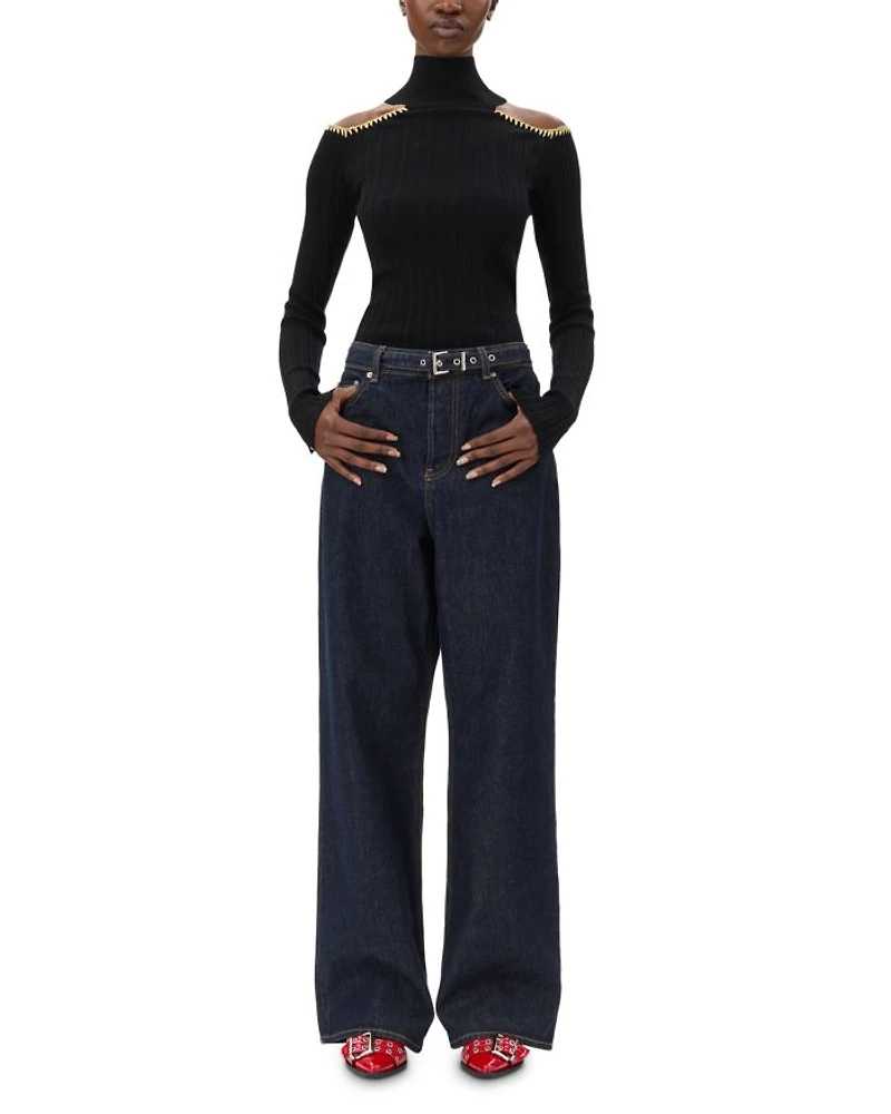 Izey Belted Wide Leg Jeans Rinse