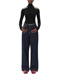 Izey Belted Wide Leg Jeans Rinse