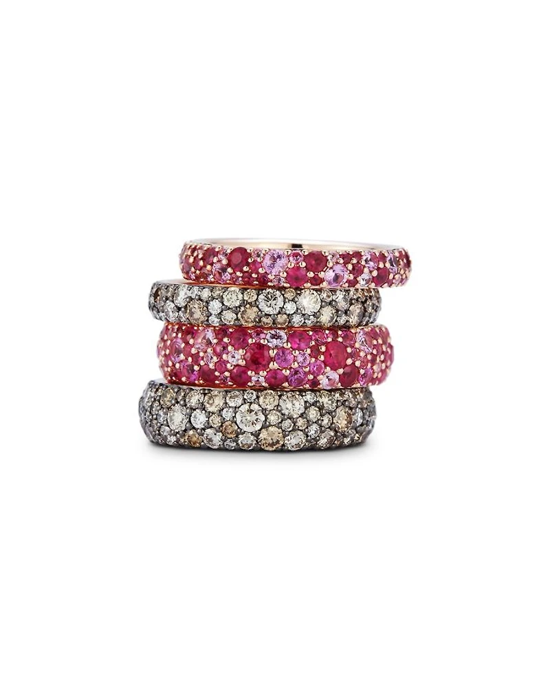 18K Rose Gold Pink Sapphire Band Ring, 3.87 tcw