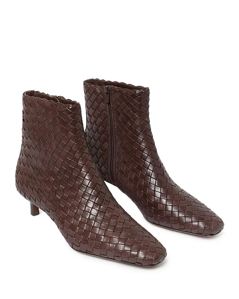 Women's Woven Leather Ankle Boots