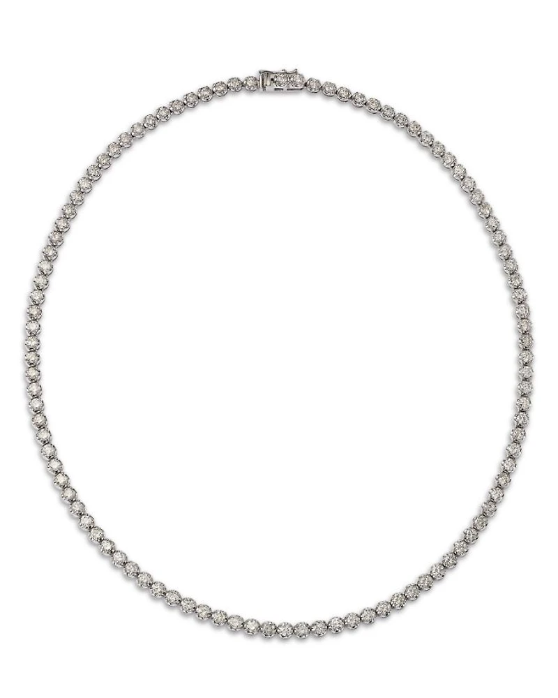 Diamond Crown Set Tennis Necklace 14K Yellow Gold and White Gold, 10.0 tcw