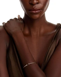 14K Yellow Gold Blue Topaz Cuff Bangle Bracelet