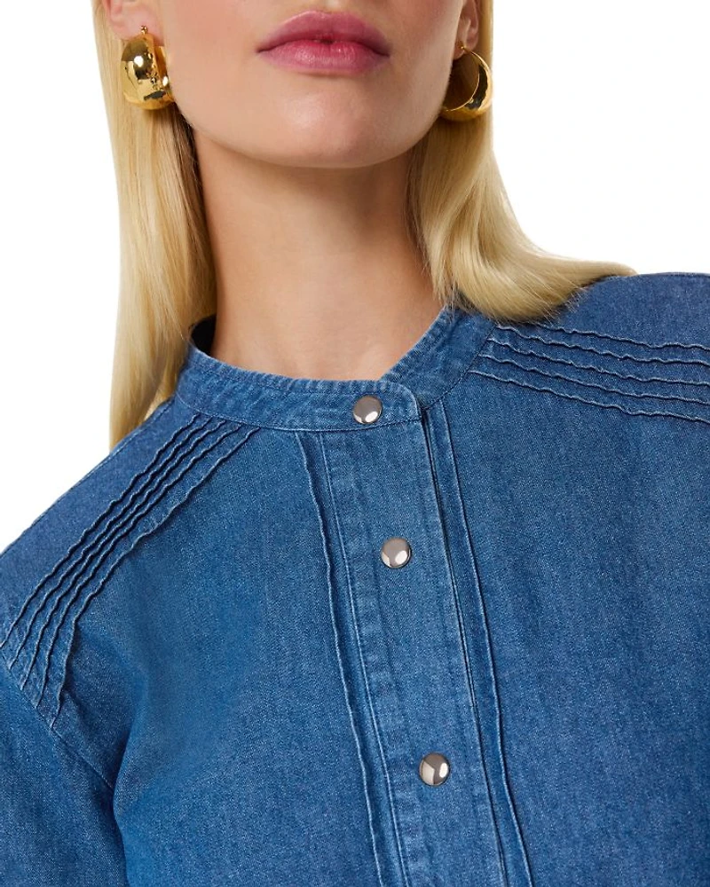 Pintucked Denim Shirt