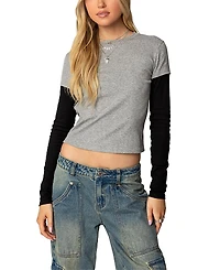 Edikted Lucine Layered Long Sleeve T Shirt