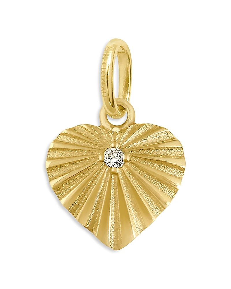 Gigi Clozeau 18K Yellow Gold Heart Lumiere Diamond Sunray Heart Pendant
