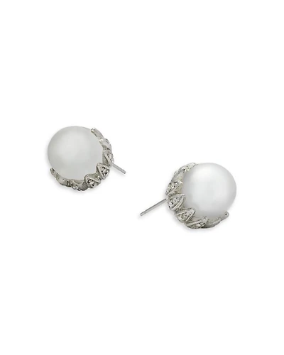 Imitation Pearl & Crystal Stud Earrings