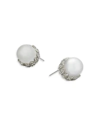 Imitation Pearl & Crystal Stud Earrings