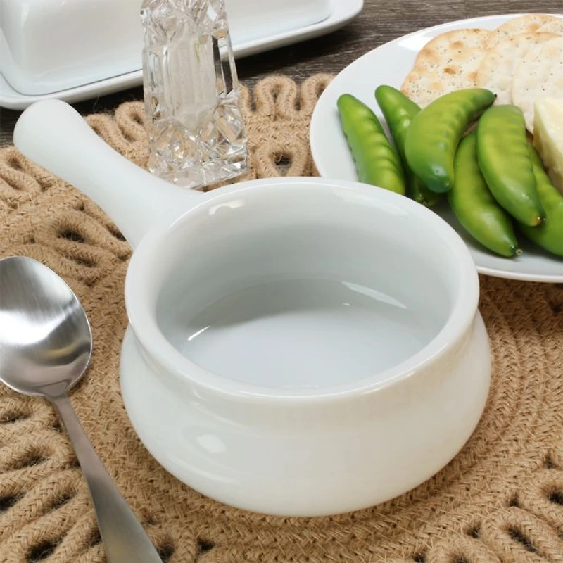Onion Soup 12 oz. White Bowls, Set of 4