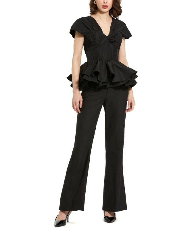 Faille Twist Bustier Peplum Top