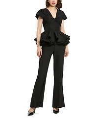 Faille Twist Bustier Peplum Top