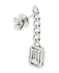 18K White Gold Groumette Link Dangling Earrings with Diamonds, 0.96 tcw