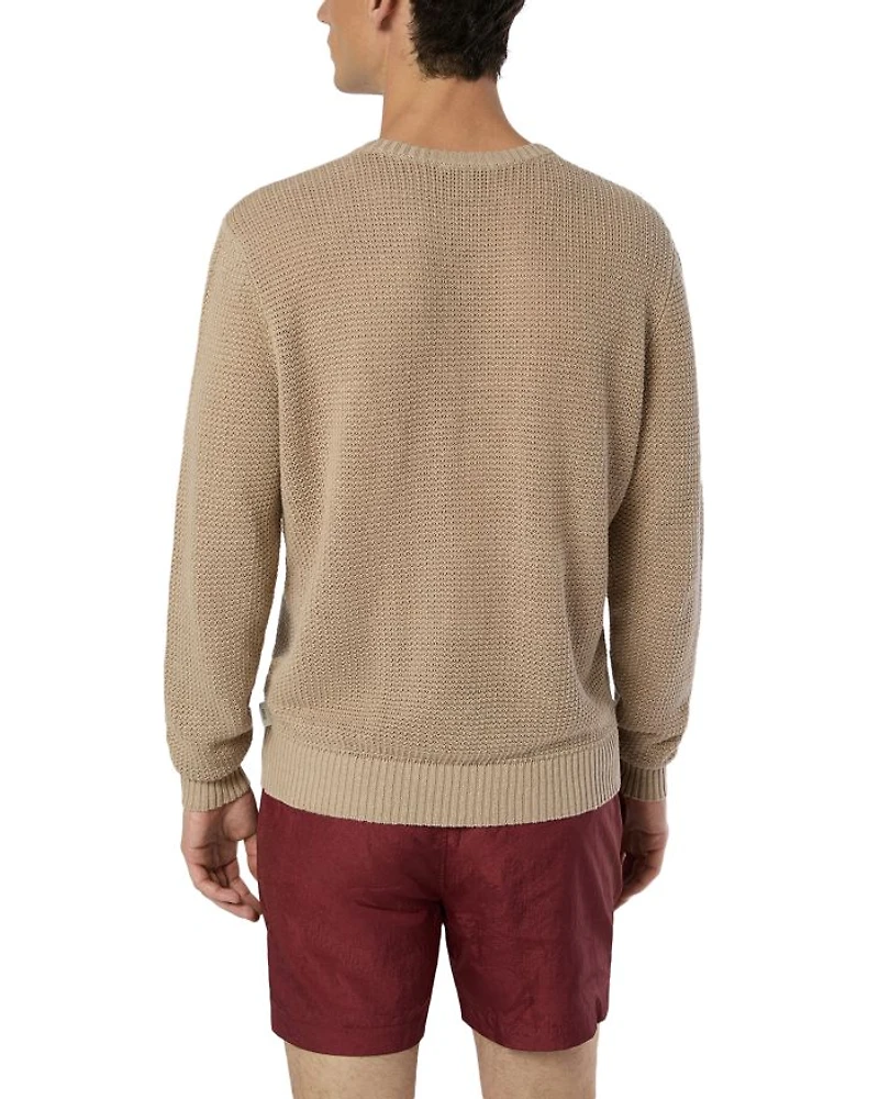 Linen Textured Knit Henley Sweater