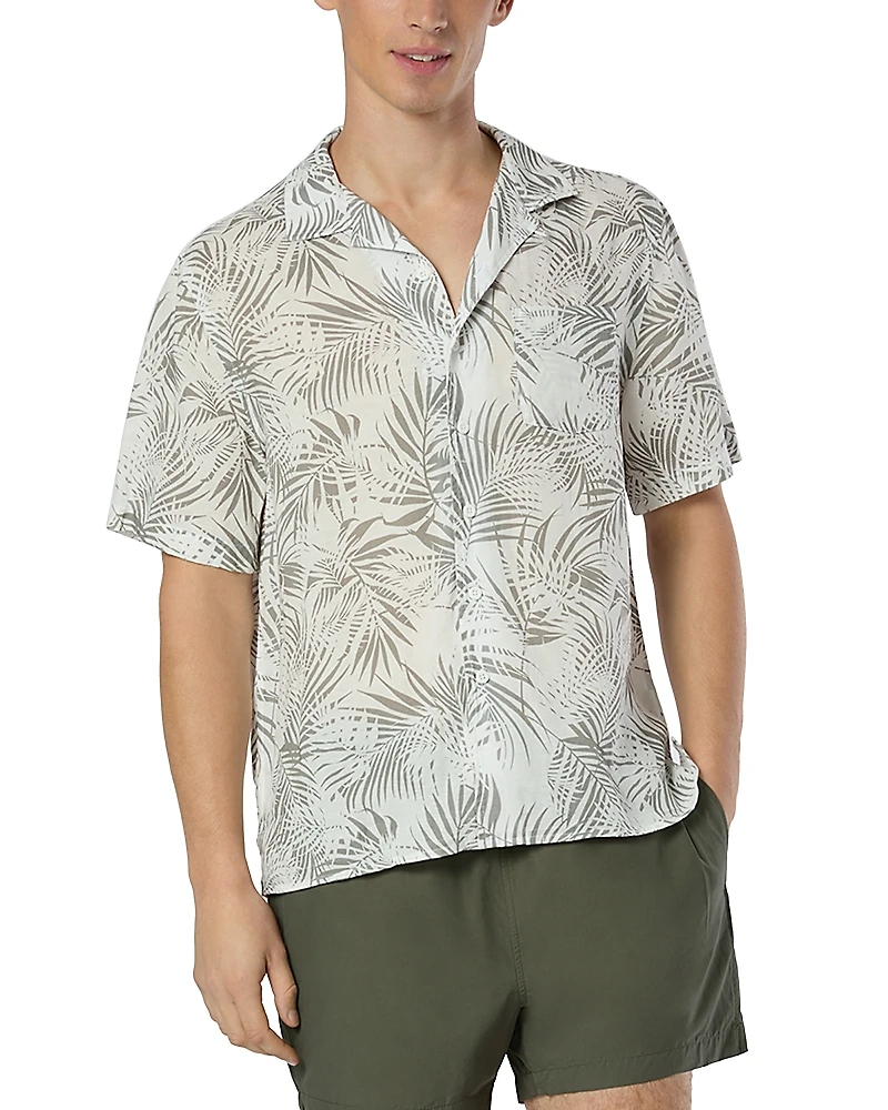Onia Vacation Palm Frond Printed Button Down Camp Shirt