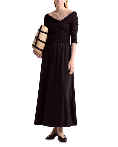 Altuzarra Char Ruched Elbow Sleeve Maxi Dress