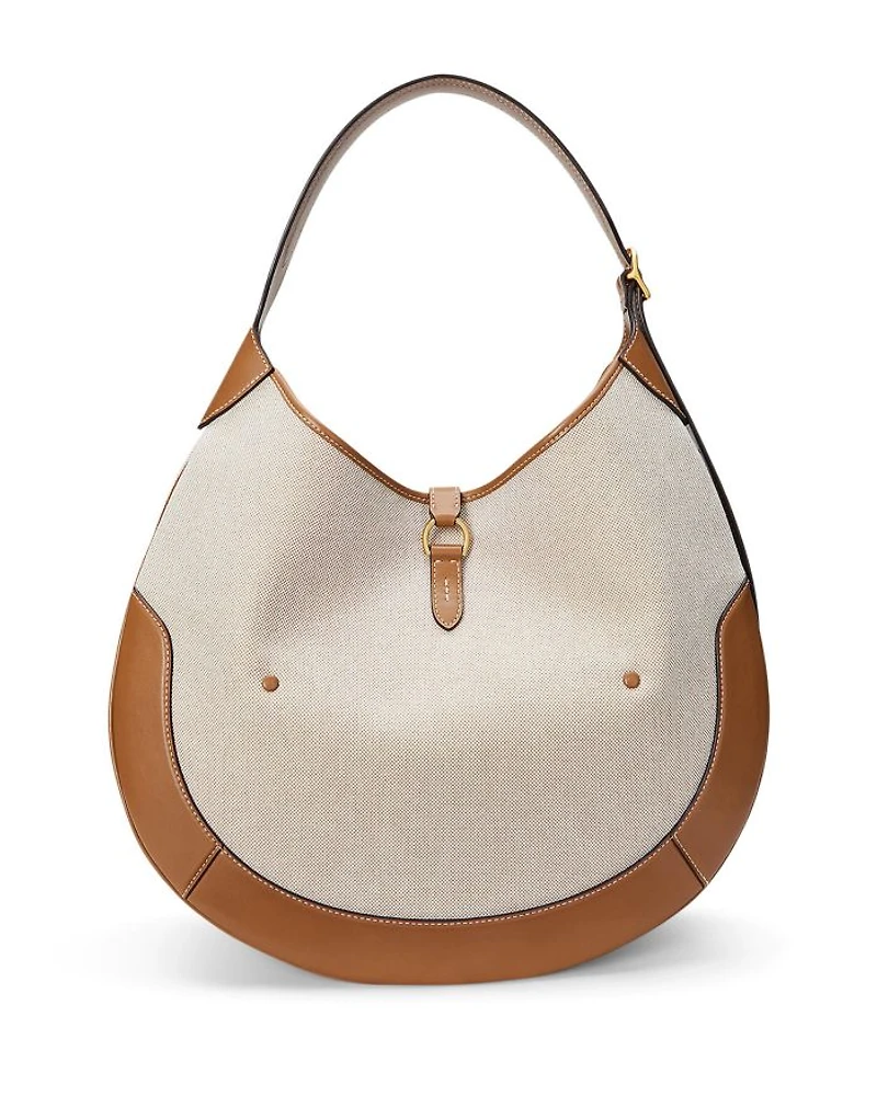 Polo ID Medium Leather Trim Canvas Shoulder Bag