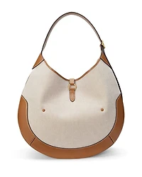Polo ID Medium Leather Trim Canvas Shoulder Bag