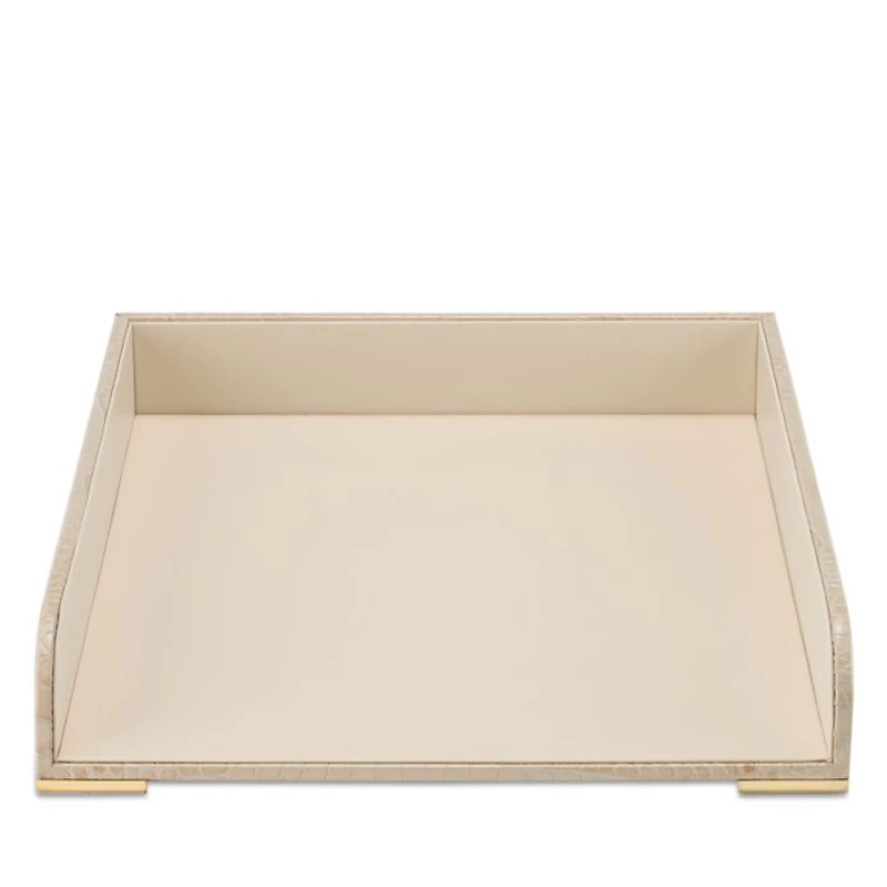Classic Croc Embossed Leather Paper Tray in Fawn