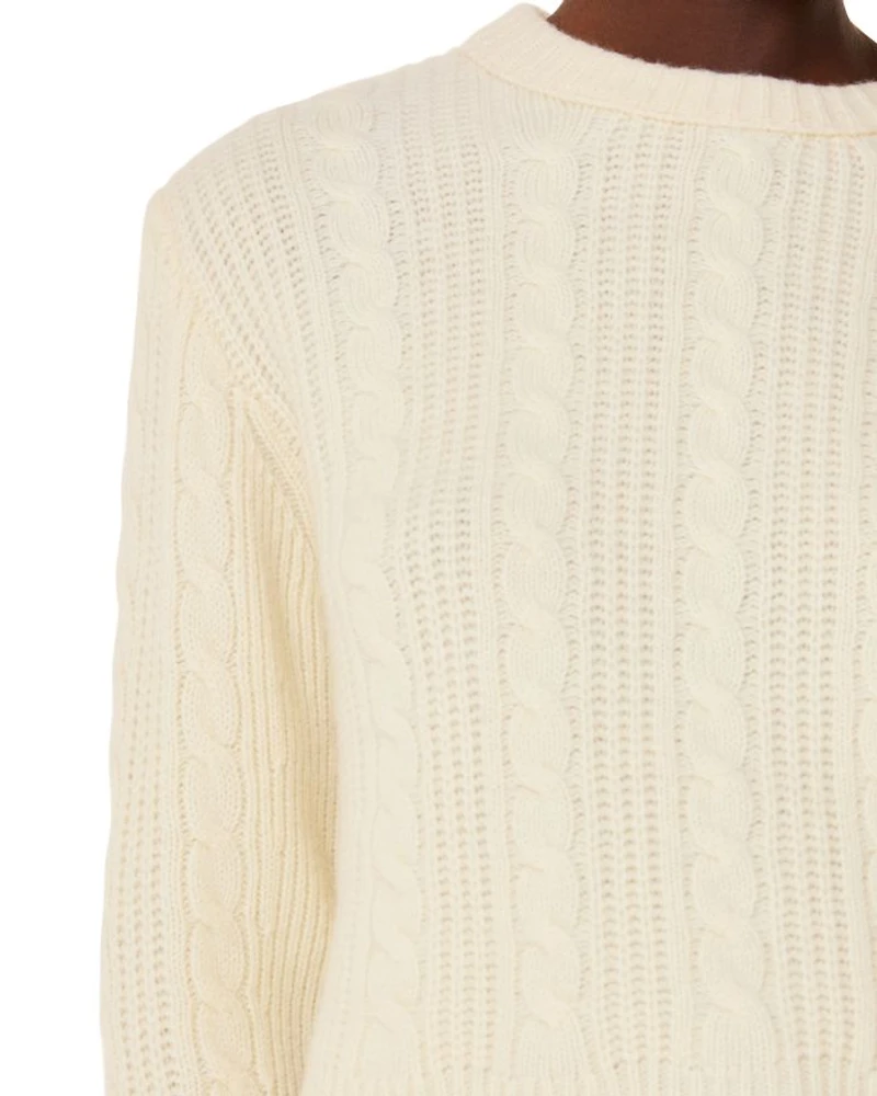 Cable Detail Crewneck Knit Sweater