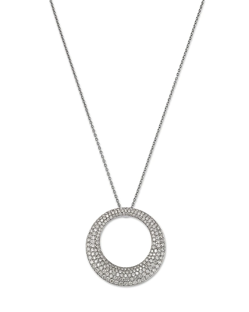 Roberto Coin 18K White Gold Scalare Diamond Circle Pendant Necklace, 16-18