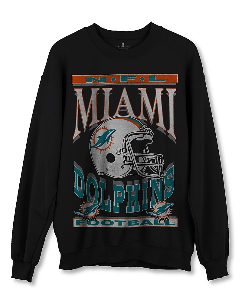 Junk Food Clothing Nfl Unisex Miami Dolphins Helmet Flea Market Crew Fleece Sweatshirt