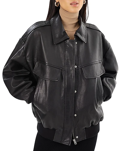 Lamarque Trevanna Leather Bomber Jacket