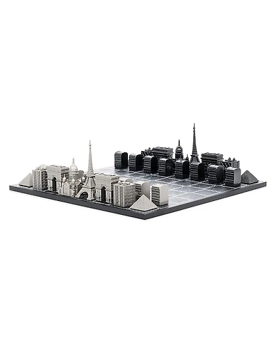 Skyline Chess Chess Set Stainless Steel Paris with Paris Map Board