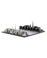 Skyline Chess Chess Set Stainless Steel Paris with Paris Map Board